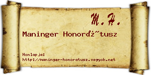 Maninger Honorátusz névjegykártya